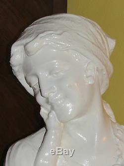 03c18 Old Statue 62cm Pltre Bust Woman Child Art Deco Sign Citti Freres