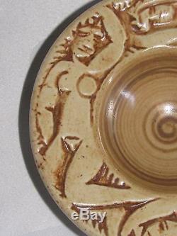 08d24 Old Nude Woman Cup Stylized Ceramic Art Deco Sign Edouard Cazaux