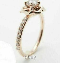 1.50ct Round Cut Diamond Flower Art Deco Ring 14k Yellow Gold Finish For Women