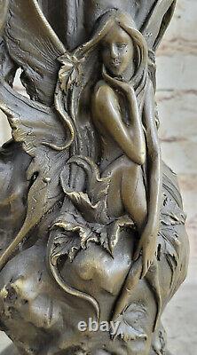 14.5 West Art Deco Pure Bronze Europe Woman Girl Fair Young Sculpture Vase