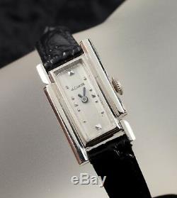 14k White Gold Women Vintage The Coulter Art Deco Reassage Watch