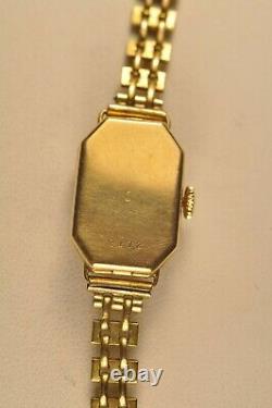 18k Massif Gold Lady Watch Art Deco Enameled Solid Gold Watch