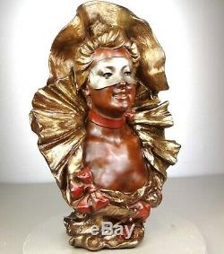 1900 A. Piquemal Rare Very Large Statue Sculpture Bust Art Nouveau Deco Woman