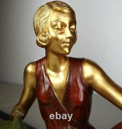 1920/1930 A Godard Grande Belle Statue Sculpture Art Deco Woman Elegant Pheasants