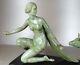 1920/1930 A. Ouline Rare Statue Sculpture Art Deco Diane Huntress Biche Woman