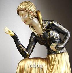 1920/1930 D Costan Dh Chiparus Statue Sculpture Art Deco Chryselephantine Female