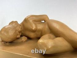 1920/1930 D. Daniel Sculpture Woman Layer Art Deco Earth Cuite Erotic Statue