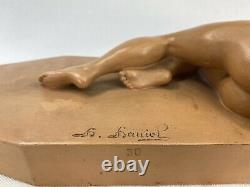 1920/1930 D. Daniel Sculpture Woman Layer Art Deco Earth Cuite Erotic Statue