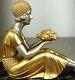 1920/1930 D. H. Chiparus Rare Statue Sculpture Ep. Elegant Art Deco Woman Fruit