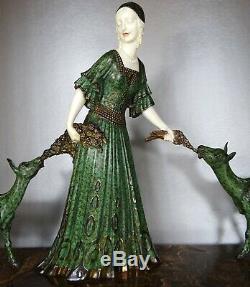 1920/1930 Dh. Chiparus Rare Statue Sculpture Chryselephantine Ep. Art Deco Woman