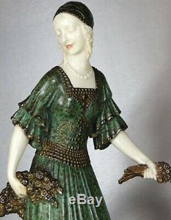 1920/1930 Dh. Chiparus Rare Statue Sculpture Chryselephantine Ep. Art Deco Woman