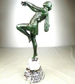 1920/1930 E. Carlier Grde Statue Sculpture Ep. Art Deco Dancer Ballerine Woman