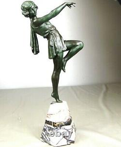 1920/1930 E. Carlier Grde Statue Sculpture Ep. Art Deco Dancer Ballerine Woman