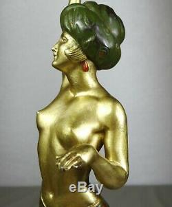 1920/1930 H Molins Grd Statue Sculpture Art Deco Dancer Female Nude Orientalist