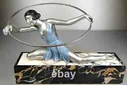 1920/1930 Limousin Rare Statue Sculpture Epoq Art Deco Woman Dancer At The Hoop