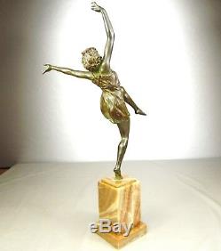 1920/1930 M Guiraud-rare River Statue Sculpture Art Deco Bronze Female Dancer