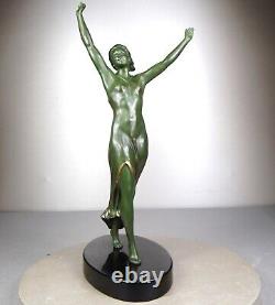 1920/1930 Ugo Cipriani Spb Statue Sculpture Ep. Art Deco Dancing Woman Walking