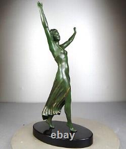 1920/1930 Ugo Cipriani Spb Statue Sculpture Ep. Art Deco Dancing Woman Walking