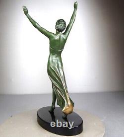 1920/1930 Ugo Cipriani Spb Statue Sculpture Ep. Art Deco Dancing Woman Walking