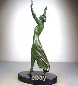 1920/1930 Ugo Cipriani Spb Statue Sculpture Ep. Art Deco Dancing Woman Walking