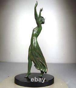 1920/1930 Ugo Cipriani Spb Statue Sculpture Ep. Art Deco Dancing Woman Walking