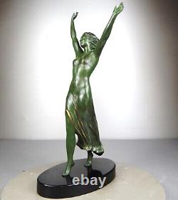 1920/1930 Ugo Cipriani Spb Statue Sculpture Ep. Art Deco Dancing Woman Walking