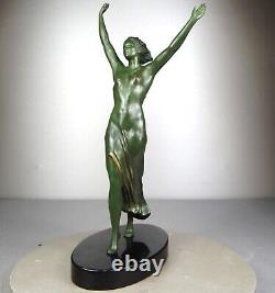 1920/1930 Ugo Cipriani Spb Statue Sculpture Ep. Art Deco Dancing Woman Walking