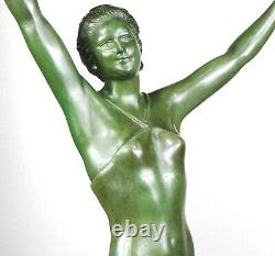 1920/1930 Ugo Cipriani Spb Statue Sculpture Ep. Art Deco Dancing Woman Walking