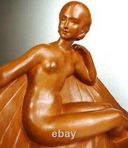 1920/30 Geo Maxim G Omerth Statue Sculpture Art Deco Earth Cuite Diane Female Nude