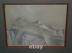 1920 ART DÉCO Drawing of a Female Nude Woman Lying Down Beauty Pose Portrait Beautiful Model