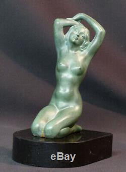 1920 E Superb Statue Metal Sculpture Art Nouveau Deco 19cm1.4kg Stand Naked Woman