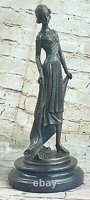 1920 Style Art Deco Woman Charleston Dancer Bronze Statuette Sculpture Figure