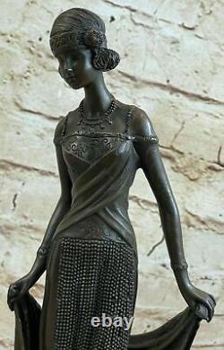 1920 Style Art Deco Woman Charleston Dancer Bronze Statuette Sculpture Figure