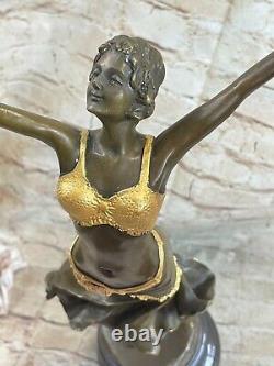 1930s Style Art Deco Gilt Bronze Female Dancing Woman Chair Sculpture Figure