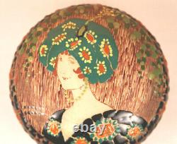 20th Bonbonnière Women's Box Signed Edmond Lahaye Art Deco Ceramic Glazed 20s