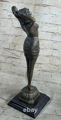 43 CM Western Art Deco Bronze Young Woman Girl Egyptian Dancer Sculpture