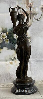 71 CM Western Art Deco Bronze Marble Chair Woman Girl Fair Maiden Bust