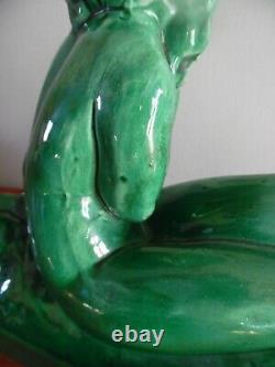 A. Fontana Sculpture Ceramic St Clément Woman Nude Erotic Art Deco Craquelée