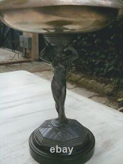 ANCIENT WOMAN STATUE Art Deco holding a bowl