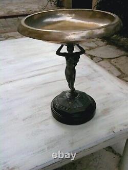 ANCIENT WOMAN STATUE Art Deco holding a bowl