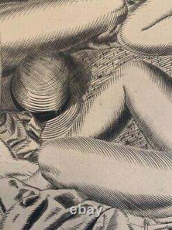 ART DECO Large etching signed Nude Women circa 1925 Large 50 x 60 cm