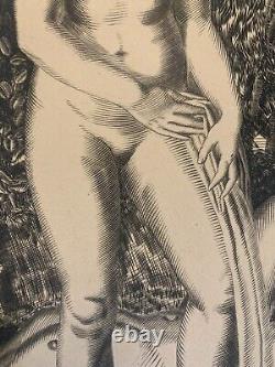 ART DECO Large etching signed Nude Women circa 1925 Large 50 x 60 cm