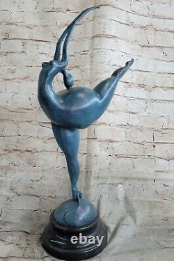 Abstract Art Bronze Marble Base Sculpture Nude Woman Sexy Statue Figure Deco