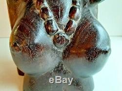 African Female Bust Statue Art Deco Wooden Ebony Top 40 CM Diam 15