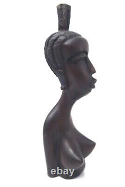 African Woman's Bust Art Deco Era In Ebony