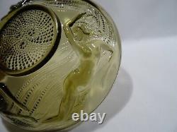 Ancient Art Deco Molded Glass Cup Naiades Nude Woman Cut Glass