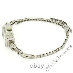 Ancient Art Deco Platinum 1.16ctw Diamond Bracelet Switzerland Belvil 17j Watch