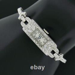 Ancient Art Deco Platinum 2.20ctw Marquise & Diamond Round Handle Watch Bracelet