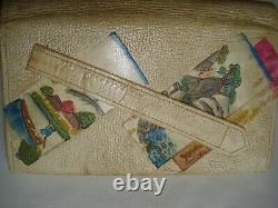 Ancient Art Deco Stock Exchange Japan 3 Ancient Monkeys Flapper Clutch Purse Bag