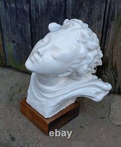 Ancient Bust of Woman Ceramic ART DECO Sculpture Statue signed era Adnet